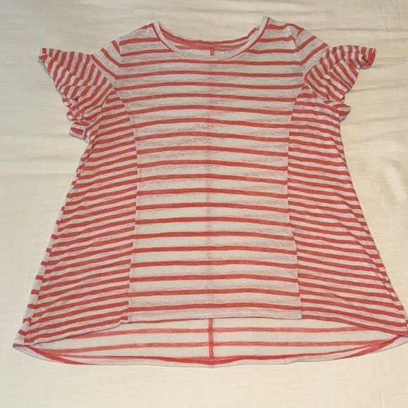 👚 Lane Bryant Coral & White Striped Tee – Size 18/20 - Picture 1 of 5